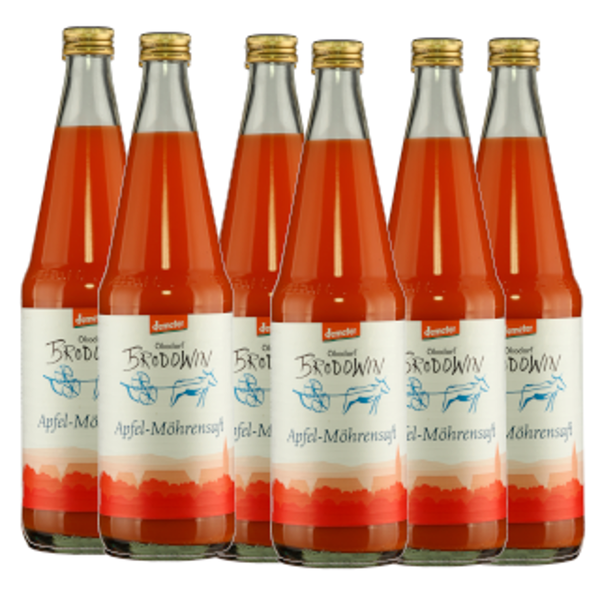 Produktfoto zu Apfel-Möhrensaft-Kasten, 6 x 0,7 l Ökodorf Brodowin