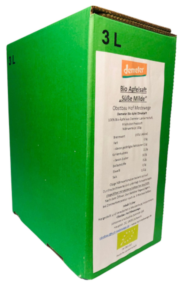 Produktfoto zu Apfelsaft mild, 3 l bag, Hof Medewege