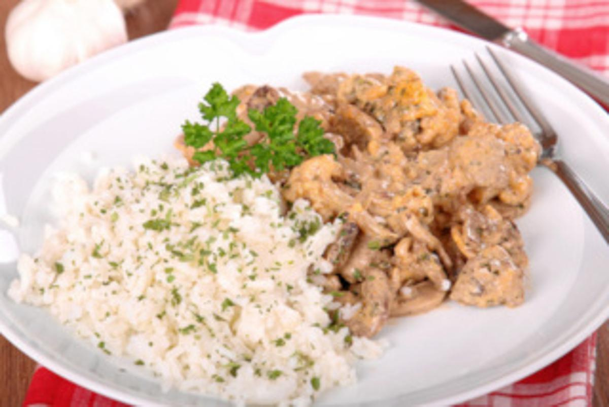 Schweinegeschnetzeltes m. Reis