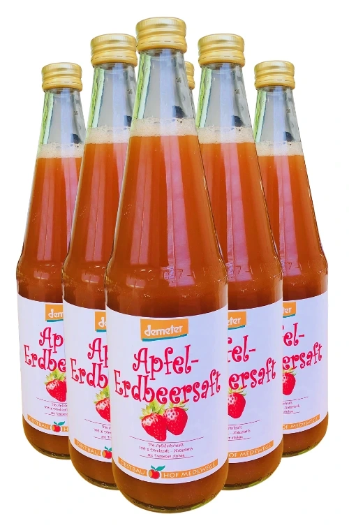 Produktfoto zu Apfel-Erdbeere-Saft, 6 x 0,7 l Hof Medewege