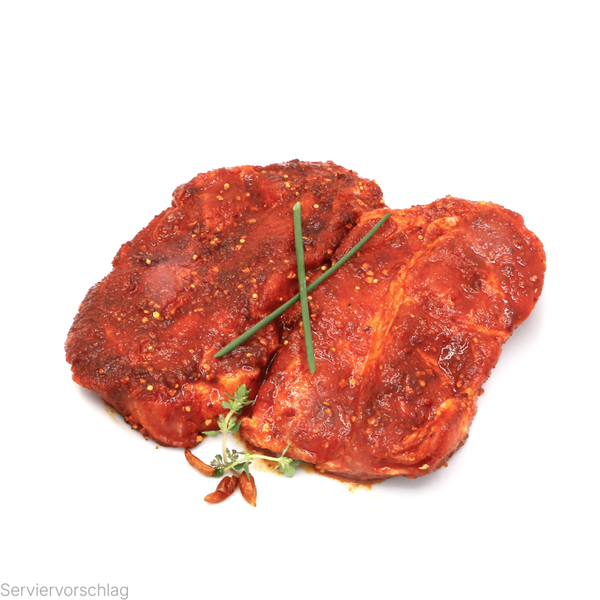 Produktfoto zu Schweinenackensteak mariniert mit BBQ