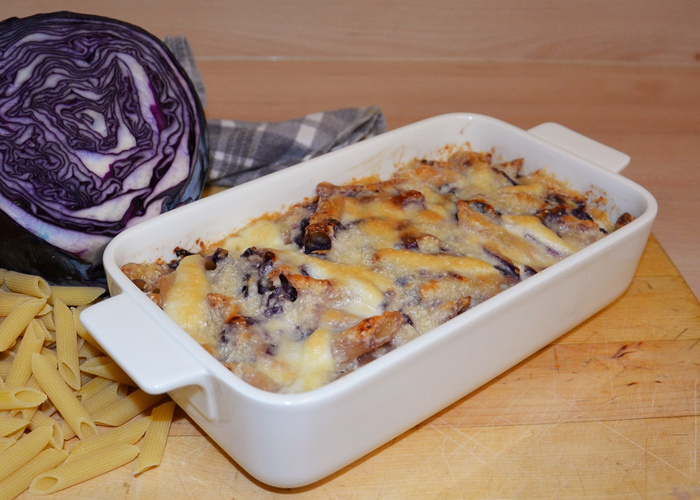 Rezeptbild für Rotkohl-Nudel-Auflauf