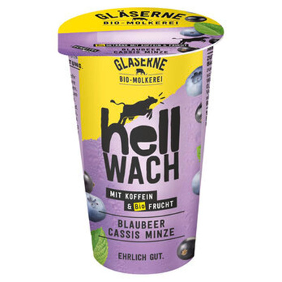 Produktfoto zu HellWach Koffein Drink Blaubeer Cassis Minze,  230 ml, Gläserne Molkerei