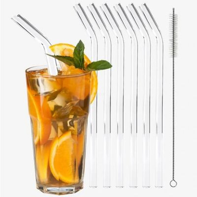 Produktfoto zu Glastrinkhalme, 6er, gebogen