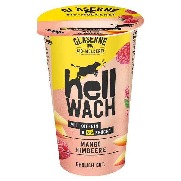 Produktfoto zu HellWach Koffein Drink Mango Himbeere,  230 ml, Gläserne Molkerei