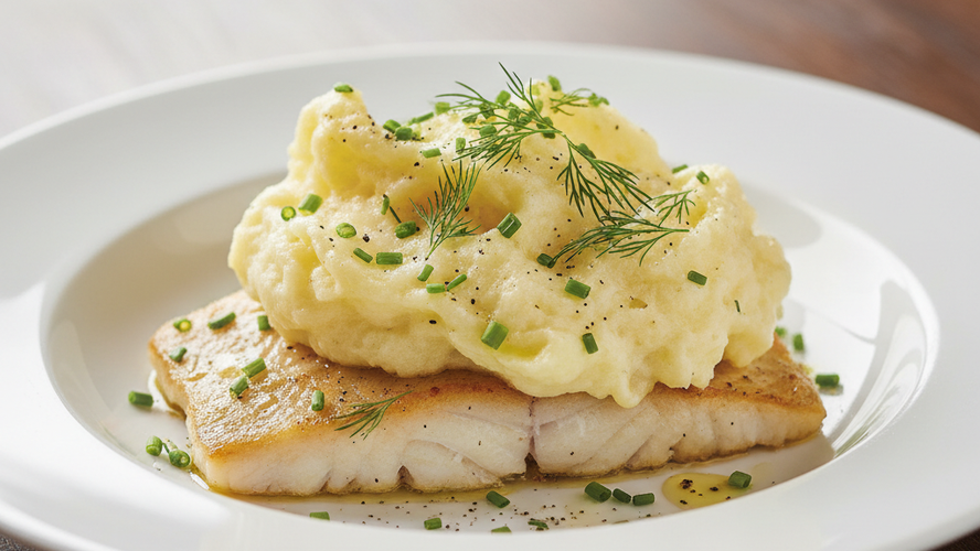 Rezeptbild für Seelachsfilet mit Kartoffel-Selleriehaube