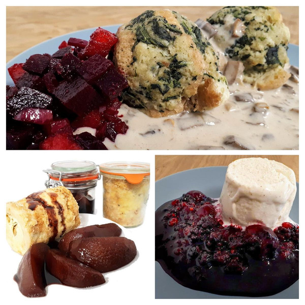 Produktfoto zu Kartoffelpudding & Pilzragout & Vanilleeis