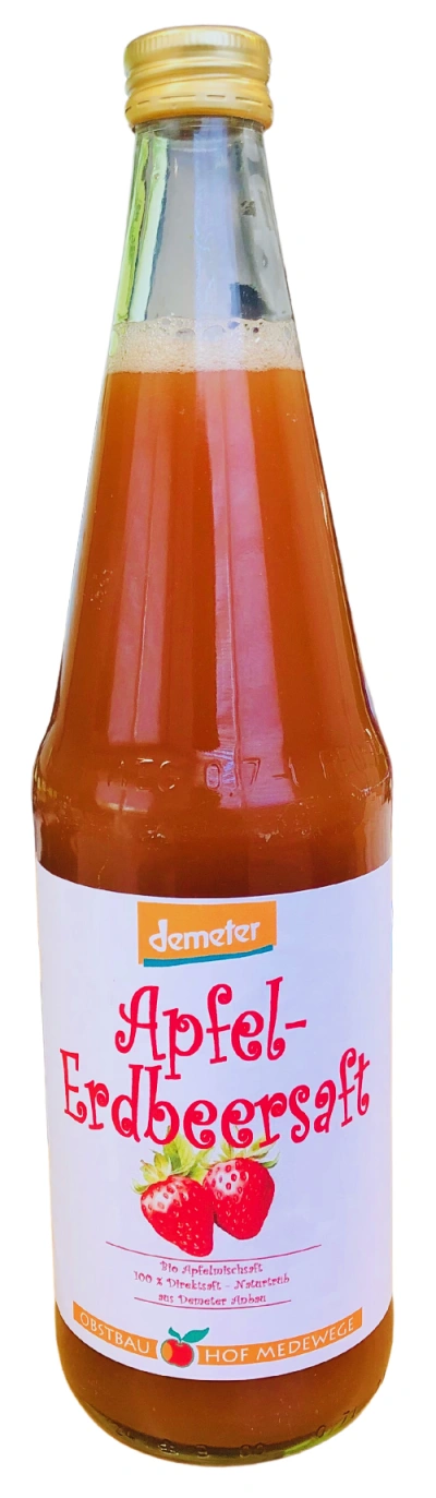 Produktfoto zu Apfel-Erdbeere-Saft, 0,7 l Hof Medewege