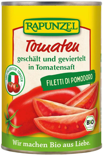 Produktfoto zu Tomaten geschält geviertelt