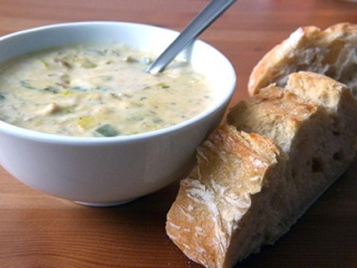 Käselauchsuppe mit Hack