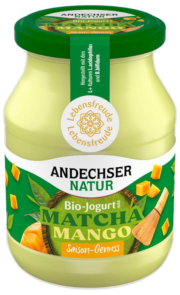 Produktfoto zu Saison Joghurt Matcha Mango 3,8%  500 g, Andechser Molkerei