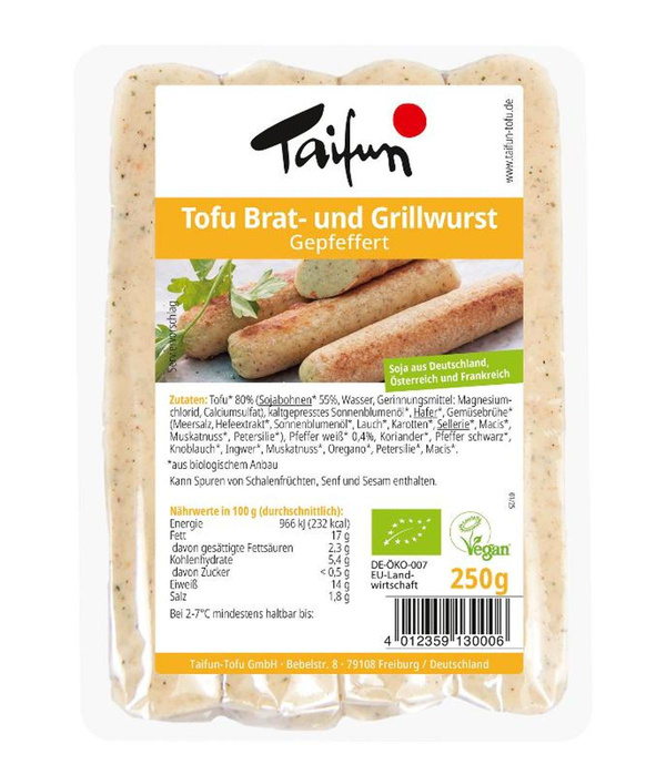 Produktfoto zu Tofu Brat- und Grillwurst gepfeffert, 4 Stück