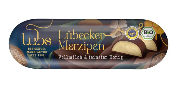 Produktfoto zu Marzipanbrot mit Vollmilchschokolade, 50 g, Lubs