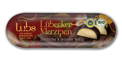 Produktfoto zu Marzipanbrot mit Zartbitterschokolade, 50 g, Lubs