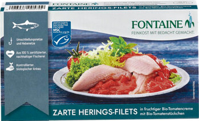 Produktfoto zu Zarte Heringsfilets in Tomatencreme, 200 g, Fontaine