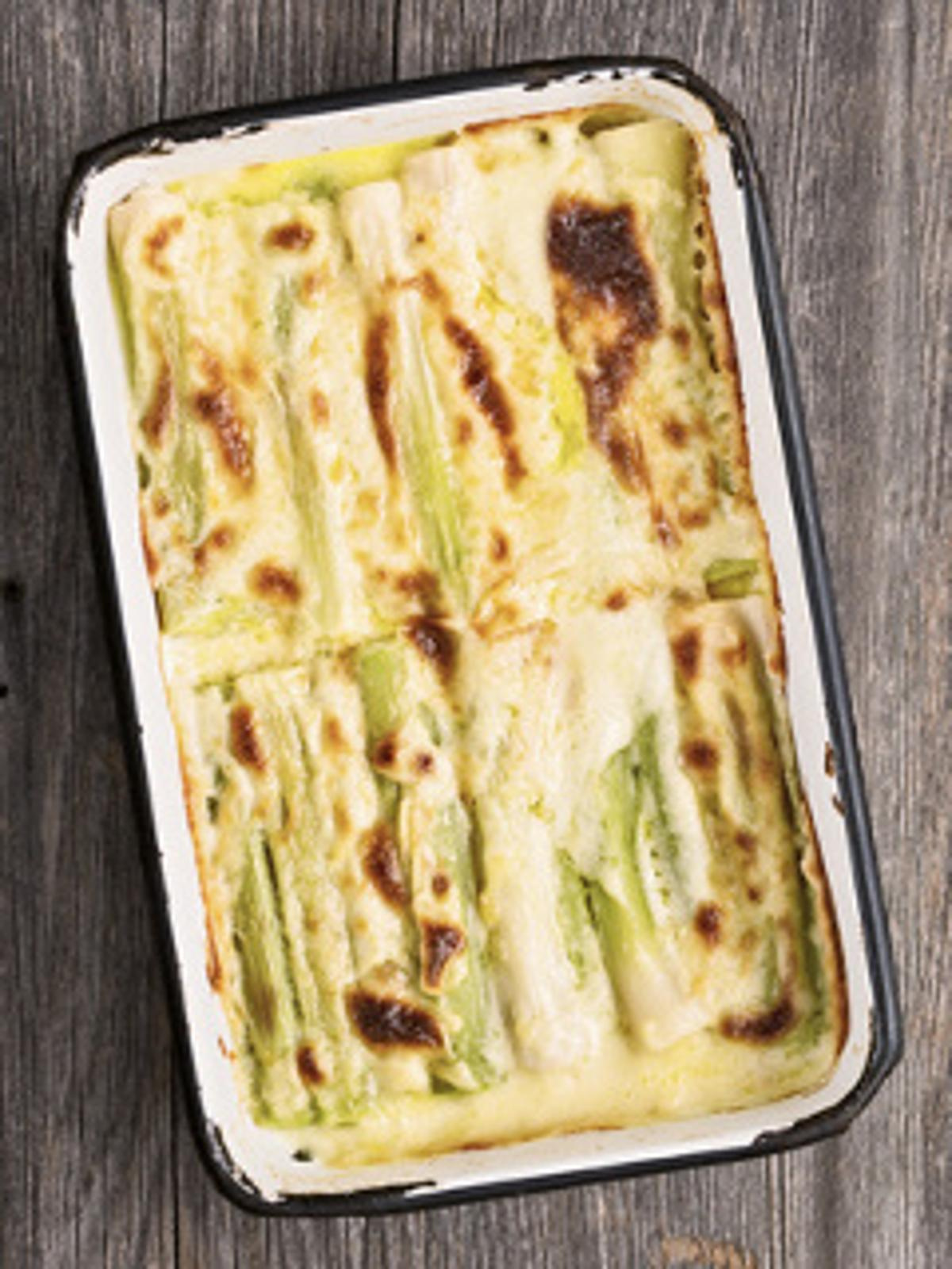 Porree-Käsespätzle-Auflauf