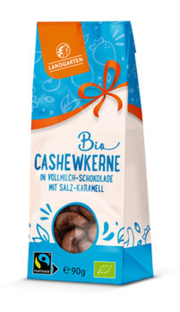 Produktfoto zu Cashews Salz Karamell Vollmilchschokolade, 90 g, Landgarten