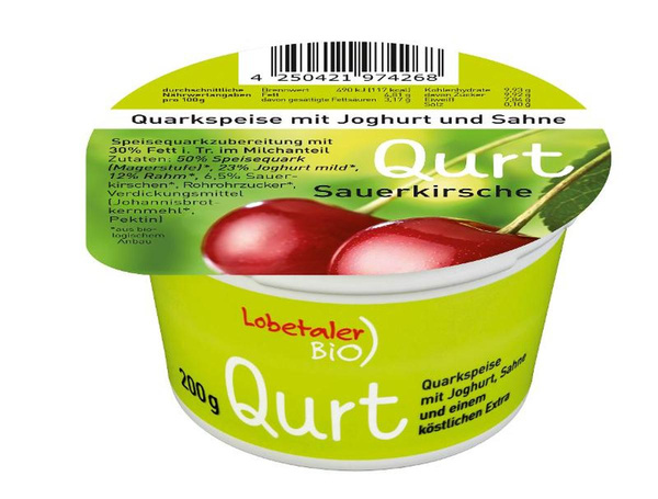 Produktfoto zu Qurt Sauerkirsche , 200 g , Lobetaler Bio