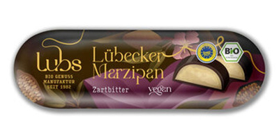 Produktfoto zu Marzipanbrot mit Rohrohrzucker und Zartbitter, 50 g, Lubs