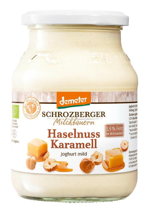 Produktfoto zu Joghurt Haselnuss Karamell 3,5% , 500 g, Schrozberger Milchbauern