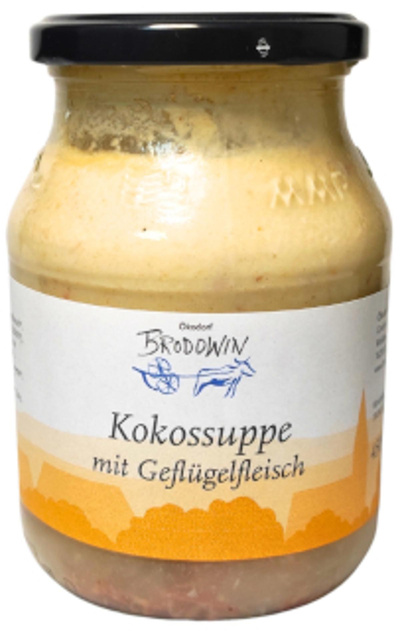 Produktfoto zu Kokossuppe mit Geflügelfleisch, 450 ml im Pfandglas