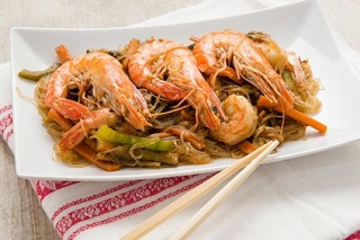 Tiger Prawns auf Ingwer-Wirsing