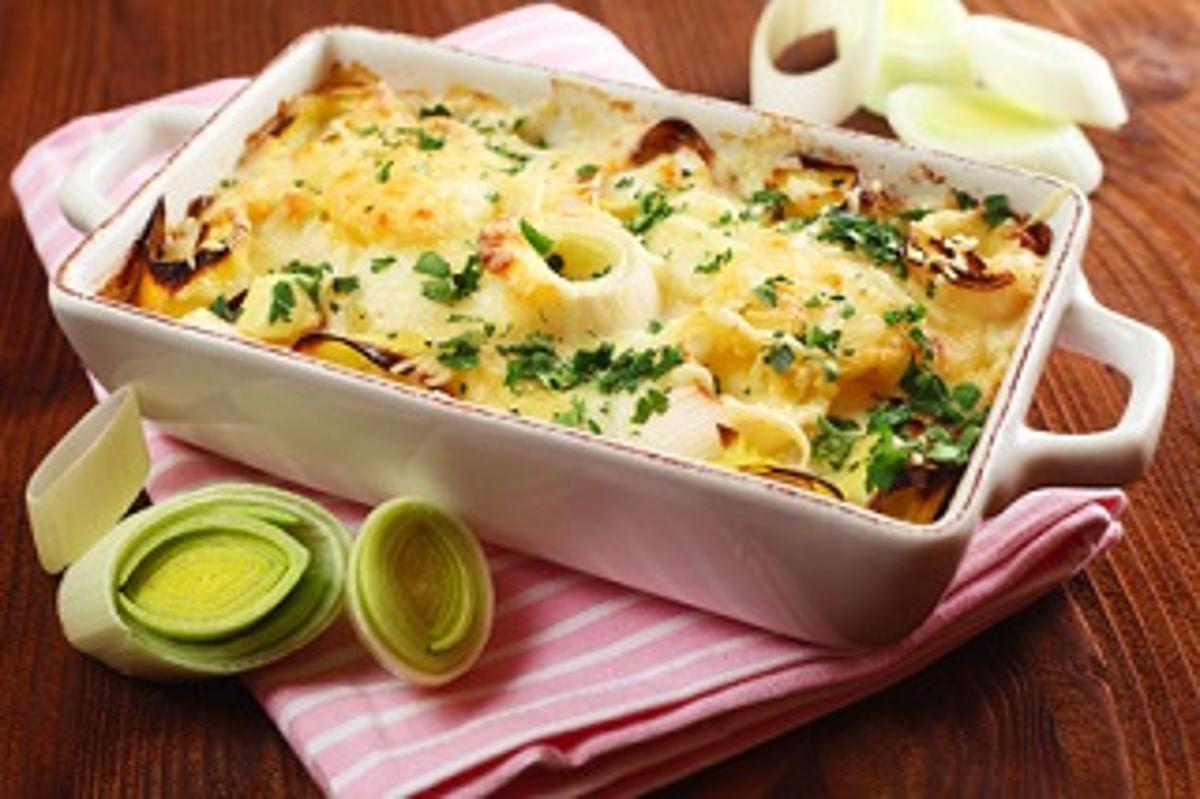 Porree-Käsespätzle-Auflauf